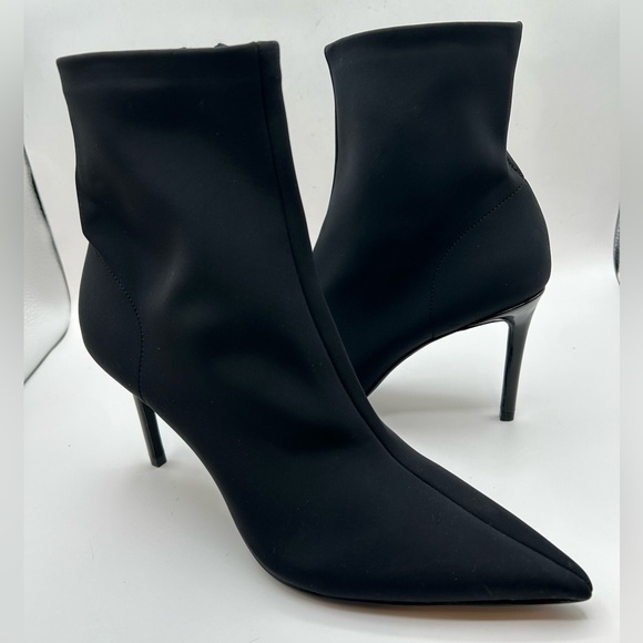 NEW Jeffrey Campbell Nixie Pointed Toe Neoprene Black Bootie Heel, Size 8 - Picture 4 of 12